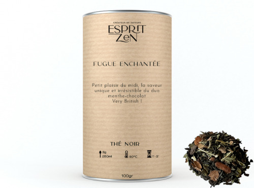 Esprit Zen - Thé Noir "Fugue Enchantée" - cacao - menthe - Boite 100g