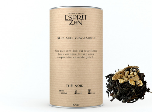 Esprit Zen - Thé Noir "Duo Miel Gingembre" - miel - gingembre - Boite 100g