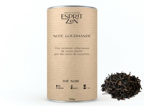 Esprit Zen - Thé Noir "Note Gourmande" - cacao - noisette - Boite 100g