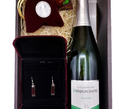 Le safran - l'or rouge des Ardennes - Cadeau Coffret fête des mères : Champagne, Safran et Boucle d'Oreilles