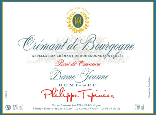 Domaine Tupinier Philippe - 1 Bouteille Crémant De Bourgogne Rosé