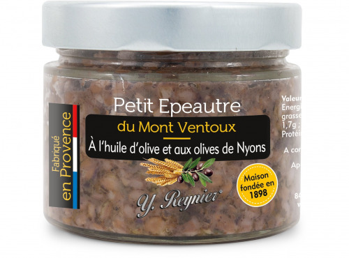 Conserves Guintrand - Petit Epeautre du Mont Ventoux Huile d'Olive et Olives de Nyons YR- Bocal 314 Ml X 12