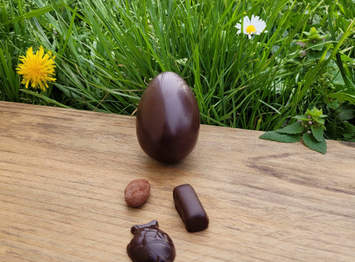 Basile et Téa - Œuf en chocolat Noir 66% de Pâques 50g