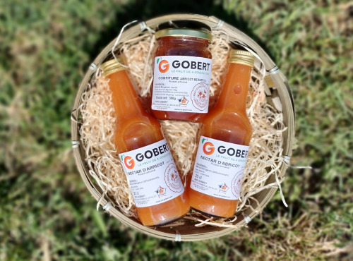Gobert, l'abricot de 4 générations - Corbeille Cadeau Découverte de confitures et nectar d'abricot