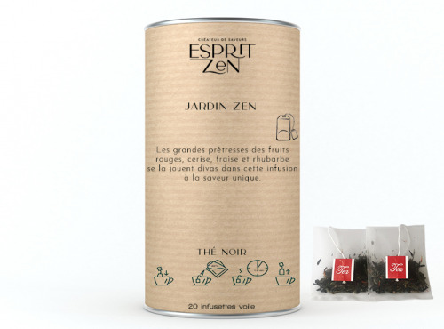 Esprit Zen - Thé Noir "Jardin Zen" - fraise - rhubarbe - Boite de 20 Infusettes