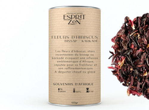 Esprit Zen - Fleurs d'Hibiscus - Bissap - Karkadé - Boite de 100g