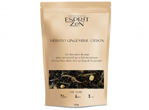 Esprit Zen - Thé Noir "Vibrato Gingembre Citron" - gingembre - citron - Sachet 100g