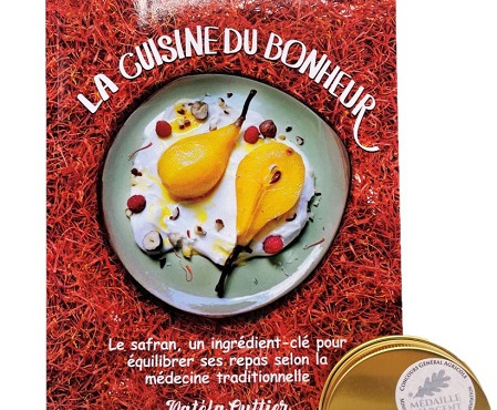 Le safran - l'or rouge des Ardennes - Pack Livre "La cuisine du bonheur" et Safran sec en filaments : le pot fin gourmet, 0.50gr