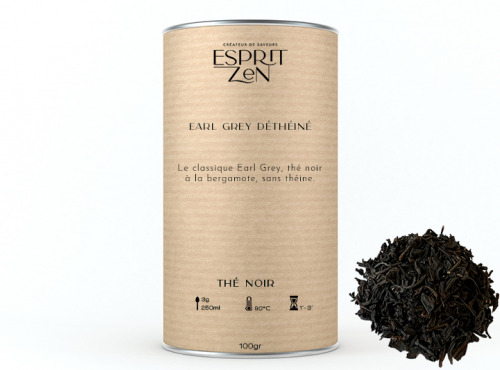 Esprit Zen - Thé Noir "Earl Grey Déthéiné" - bergamote - Boite 100g