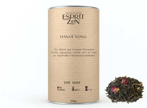 Esprit Zen - Thé Vert "Hanoï song" - agrumes- citron vert - rose - Boite 100g