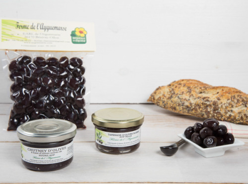 La Ferme de l'Ayguemarse - Apéro Olive Noire de Nyons : olives, chutney, tapenade