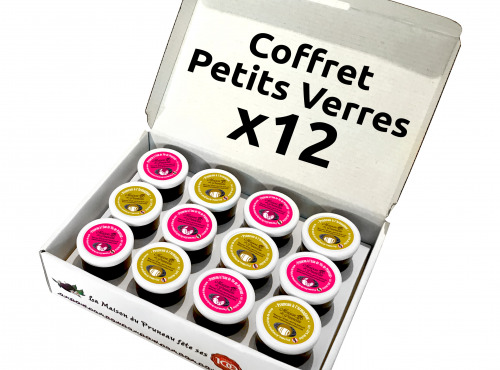 Maison du Pruneau - Cueillette du Gascon - Coffret 12 Petits Verres Mix Pruneaux Armagnac (x6) et Eau de Vie (x6)