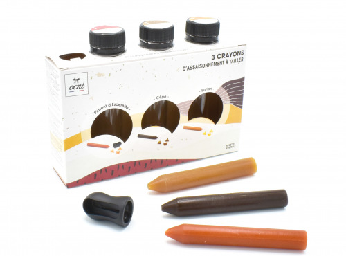 OCNI - Coffret 3 Crayons Epicuriens : Piment D'Espelette, Cèpe, Safran - Bio