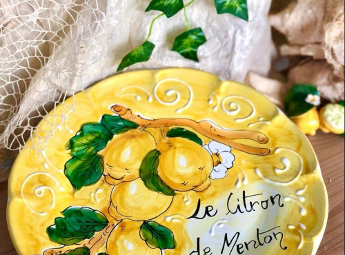 PASTA PIEMONTE - Assiette Fait Main "Citron de Menton" - diamètre 27 cm