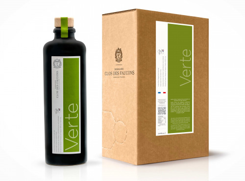 Domaine Clos des Faucons - VERTE – Duo Bouteille + Eco-recharge 2L – Huile d’Olive Vierge Extra Fruité Vert
