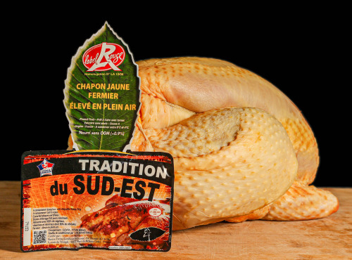Le Goût du Boeuf - Chapon Fermier Label Rouge Origine Ardèche Environ 3kg