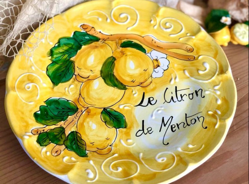 PASTA PIEMONTE - Assiette Fait Main "Citron de Menton" - diamètre 20 cm
