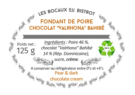Les Bocaux du Bistrot - (Lot de 2) Fondant de poire chocolat "Bahibé Valrhona"