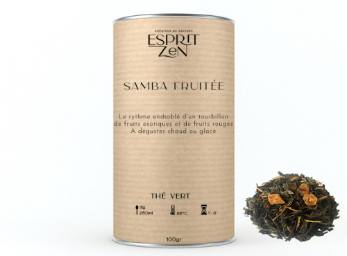 Esprit Zen - Thé Vert "Samba fruitée" - fruits de la passion - mirabelle - Boite 100g