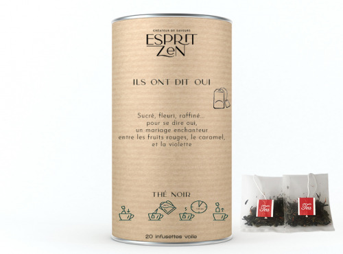 Esprit Zen - Thé Noir "Ils ont dit OUI" - fraise - framboise - cerise - Boite de 20 Infusettes