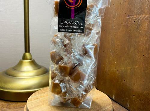 L'AMBR'1 Caramels et Gourmandises - Caramel Aux Noisettes Et Amandes - Sachet De 130g