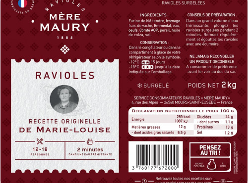 Ravioles Mère Maury - [Surgelé] Ravioles ''carré'' Marie-Louise surgelées - 2kg