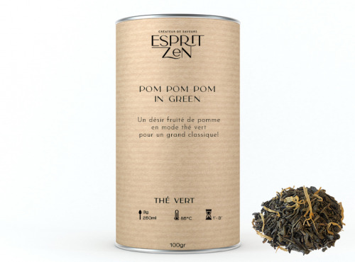 Esprit Zen - Thé Vert "Pom Pom Pom in green" - pomme - Boite 100g