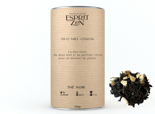 Esprit Zen - Thé Noir "Duo Miel Citron" - miel - citron - Boite 100g