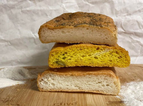 Boulangerie l'Eden Libre de Gluten - Lot Focaccias :  Nature, Curry  et Herbes de Provence