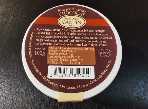 La Fromagerie Marie-Anne Cantin - Petit Pot De Crème Chocolat