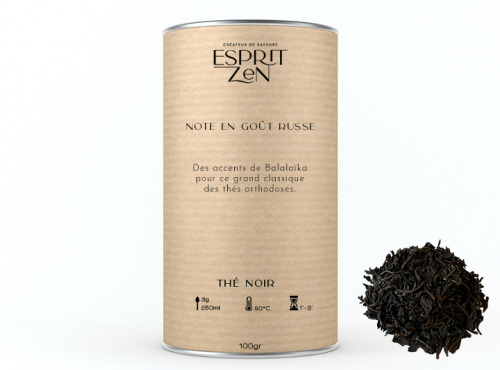 Esprit Zen - Thé Noir "Note en Goût Russe" - bergamote - citron - orange - Boite 100g