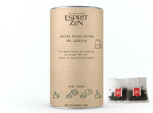 Esprit Zen - Thé Vert "Pom Pom Pom in green" -  pomme - Boite de 20 Infusettes