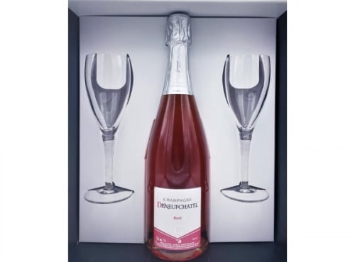 Champagne Deneufchatel - Coffret AOC Champagne Rosé + Flûtes