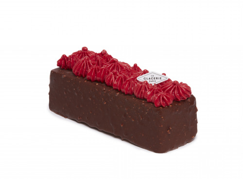 La Glacerie par David Wesmaël - Meilleur Ouvrier de France - Cake glacé framboise, amande et chocolat.