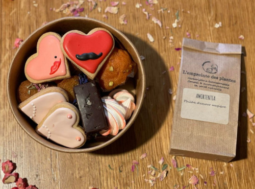 Boulangerie l'Eden Libre de Gluten - Box biscuits Saint Valentin sans gluten + Infusion Philtre d'Amour