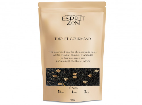 Esprit Zen - Thé Noir "Triolet Gourmand" - nougat - amande - caramel - Sachet 100g