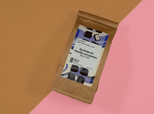Basile et Téa - Guimauves vanille enrobées  Chocolat noir 70% 120g
