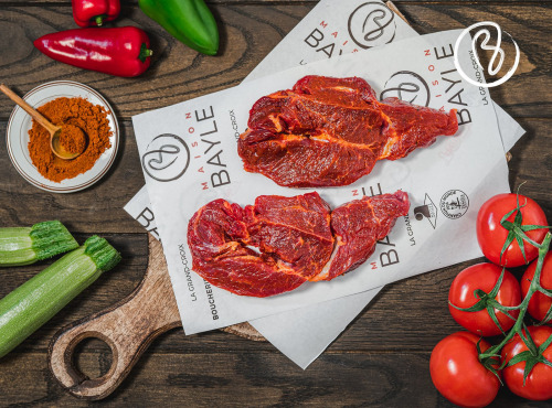 Maison BAYLE - Champions du Monde de boucherie 2016 - Paleron de bœuf à griller mariné sauce barbecue Limousin Label Rouge (tranche) - 720g (4 tranches)