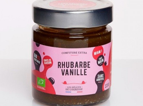 Les Délices de l’Ogresse - Confiture Bio Rhubarbe et Vanille 220g DMM 6mois