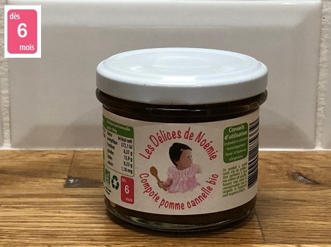 Les délices de Noémie - Compote Pomme - Cannelle Bio pour bébé dès 6 Mois X6