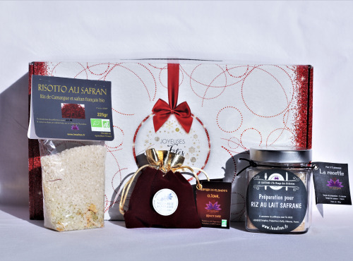 Le safran - l'or rouge des Ardennes - Coffret Rouge "joyeuses Fêtes" Spécial Riz