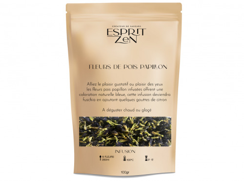 Esprit Zen - Infusion Fleurs de Pois Papillon Bahamas Menthe - Sachet 100g