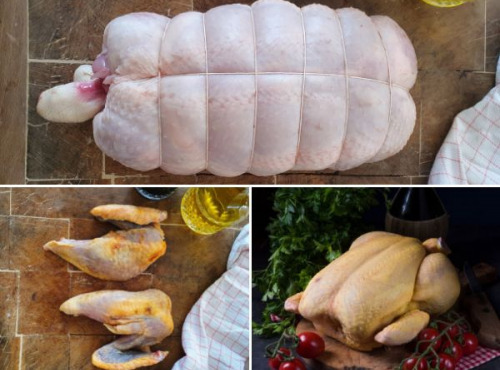 EARL Plumes et Laines - Colis Festif : Chapon, roti poulet farcies, suprêmes de pintade