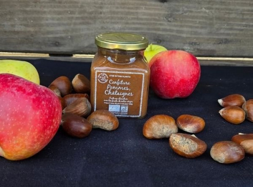 Le verger bio de Quinsac - Confiture de pommes chataignes 330gr BIO