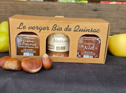 Le verger bio de Quinsac - Coffret 2 confitures 1 crème de marron BIO