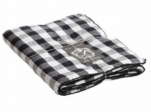 Maison de Vacances - Nappe Bourdon - Toile Mimi Vichy noir - 145x300