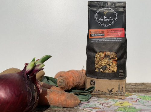 Ferme des Jardins - Granola Bio Salé Poil De Carotte : Noix, Graines, Cumin Et Chips De Carotte