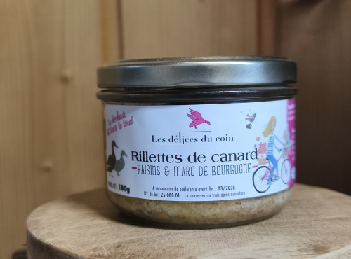 Les Délices du Coin - Rillettes de canard  raisin, marc de Bourgogne 180g