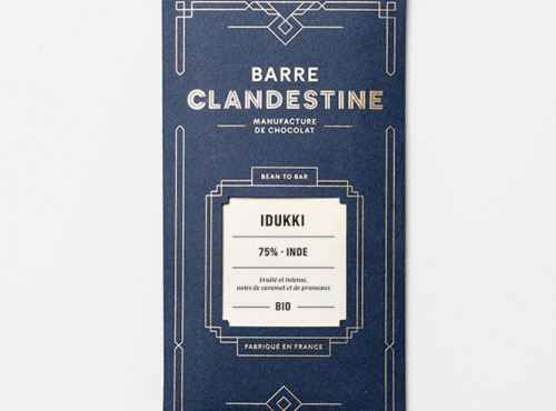 Barre Clandestine - Tablette de chocolat noir grand cru - Idukki 75%, Inde - bean to bar