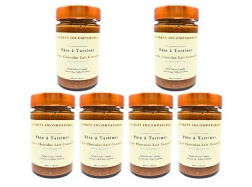 Secrets Incomparables - Pâte à Tartiner Noisette du Piémont IGP Chocolat Lait Croustillant (Offre -10%: 200gx6)